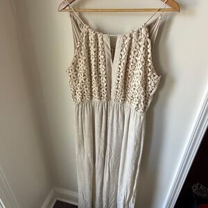 Elegant Cream Maxi Sleeveless Dress